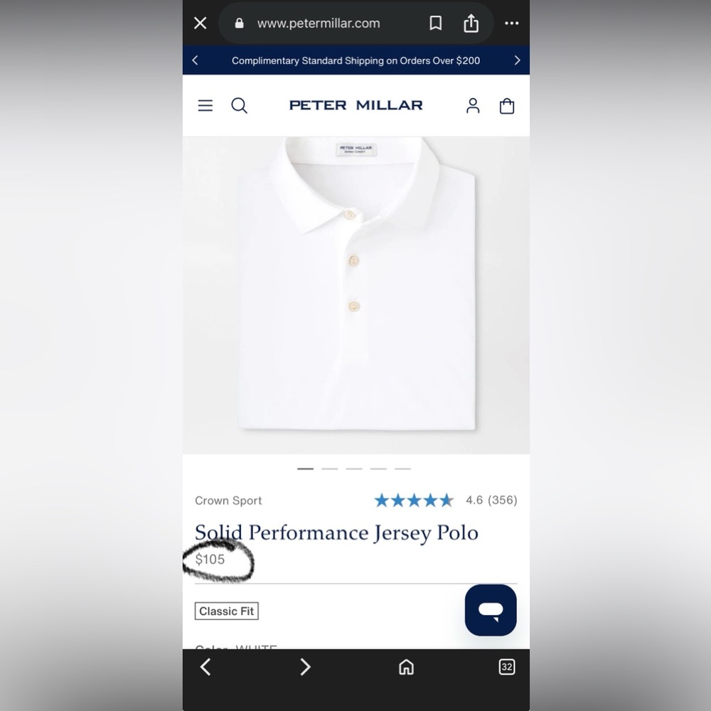 PETER MILLAR Crow Sport Solid Performance Jersey … - image 3
